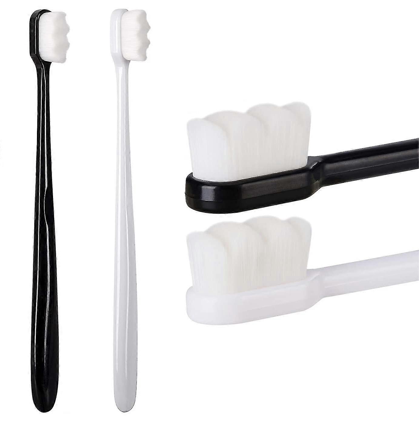 2pcs-all-bristle Nano Toothbrush-wavy White+wavy Black