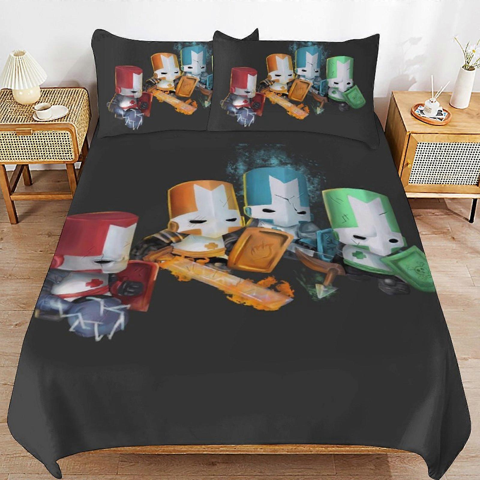 a1209 Castle Crashers Conjunto de Capa de Edredom, Conjunto de Cama de 3 Peças 86x70" Conjunto de Capa de Edredom Decorativa com Impressão Dupla Face (1 Capa de Edredom + 2 Fronhas