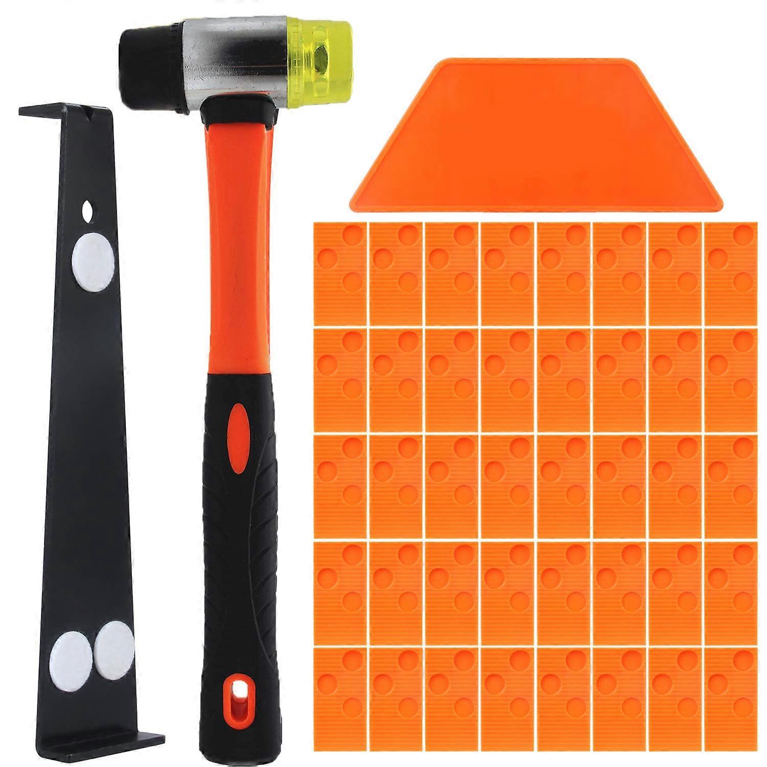 Laminate Flooring Installation Kit, Laminate Flooring Installation Kit with 40 Punching Block Spacers, Heavy-Duty Pull-Up Bar and Fiberglass Mallet, N