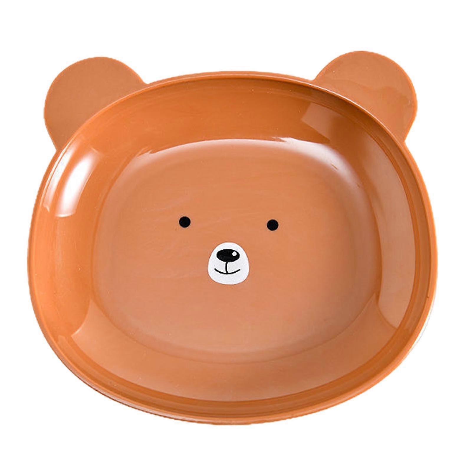 Snack Plate Cute Bear Pattern Easy to Clean Stackable Round Edges Multipurpose Plastic Space Saving Fruit Dish Kitchen Tableware