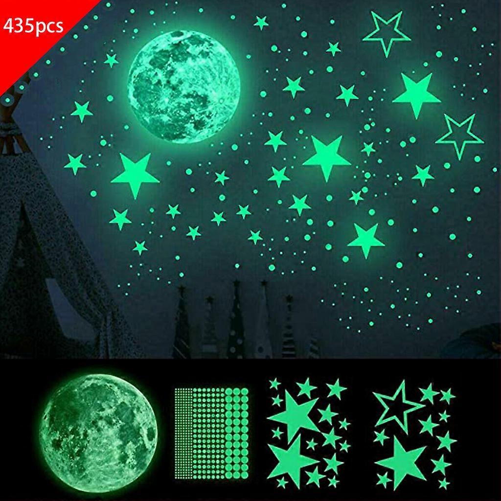 Luminous Glow-in-the-dark Stars, 435 Fluorescent Stickers, Glow-in-the-dark Wall Ceiling Stickers Decoration for Kids Rooms Shiny Starry