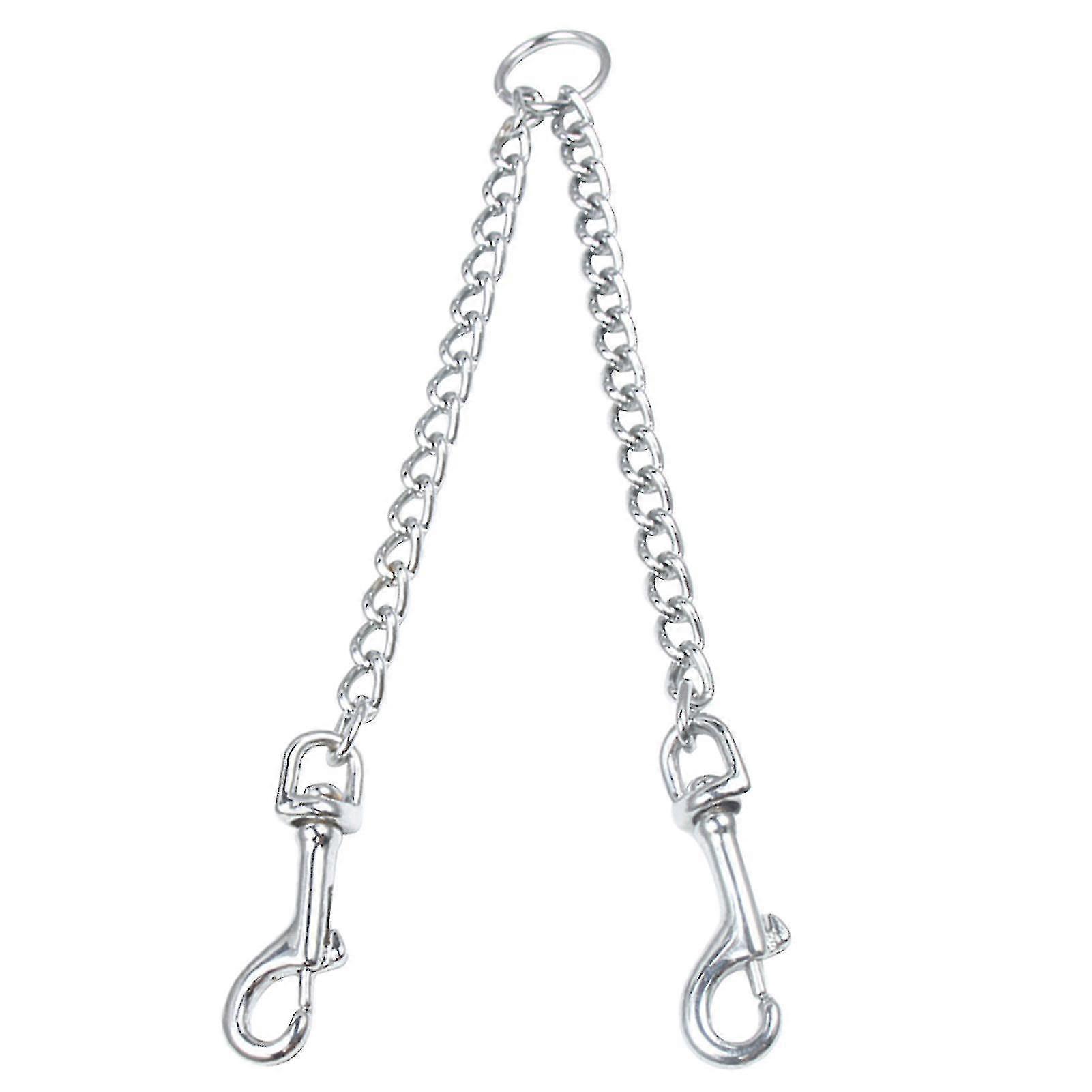 Chew Proof Metal Chain Extension Dog Double Leash 2 Way Tangle Free