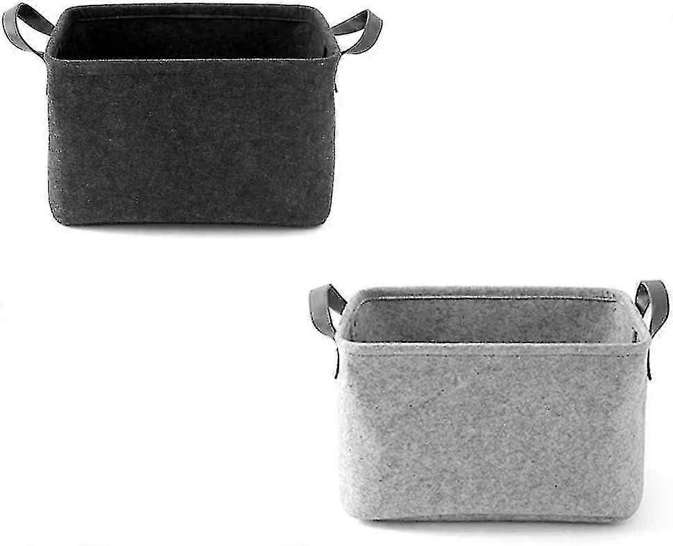 Felt Basket, 2 Pieces Of Felt Storage Box, Felt Baskets With Two Handles, As A Storage Box For Clothes, Towels, Toiletries, Baby Items, Books, Etc.