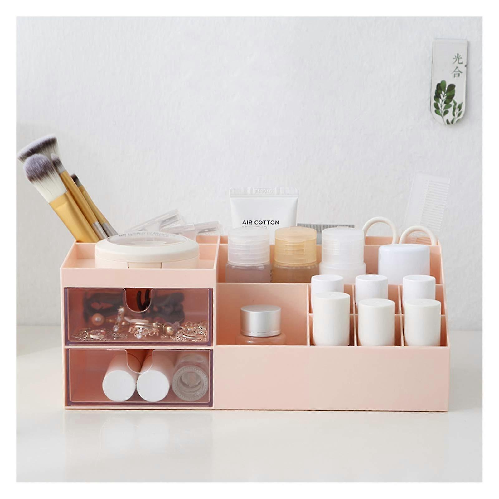 Makeup Organiser With Drawers, Makeup Storage, Cosmetic, Make-up Table Organiser, Makeup Box With Drawers-pink