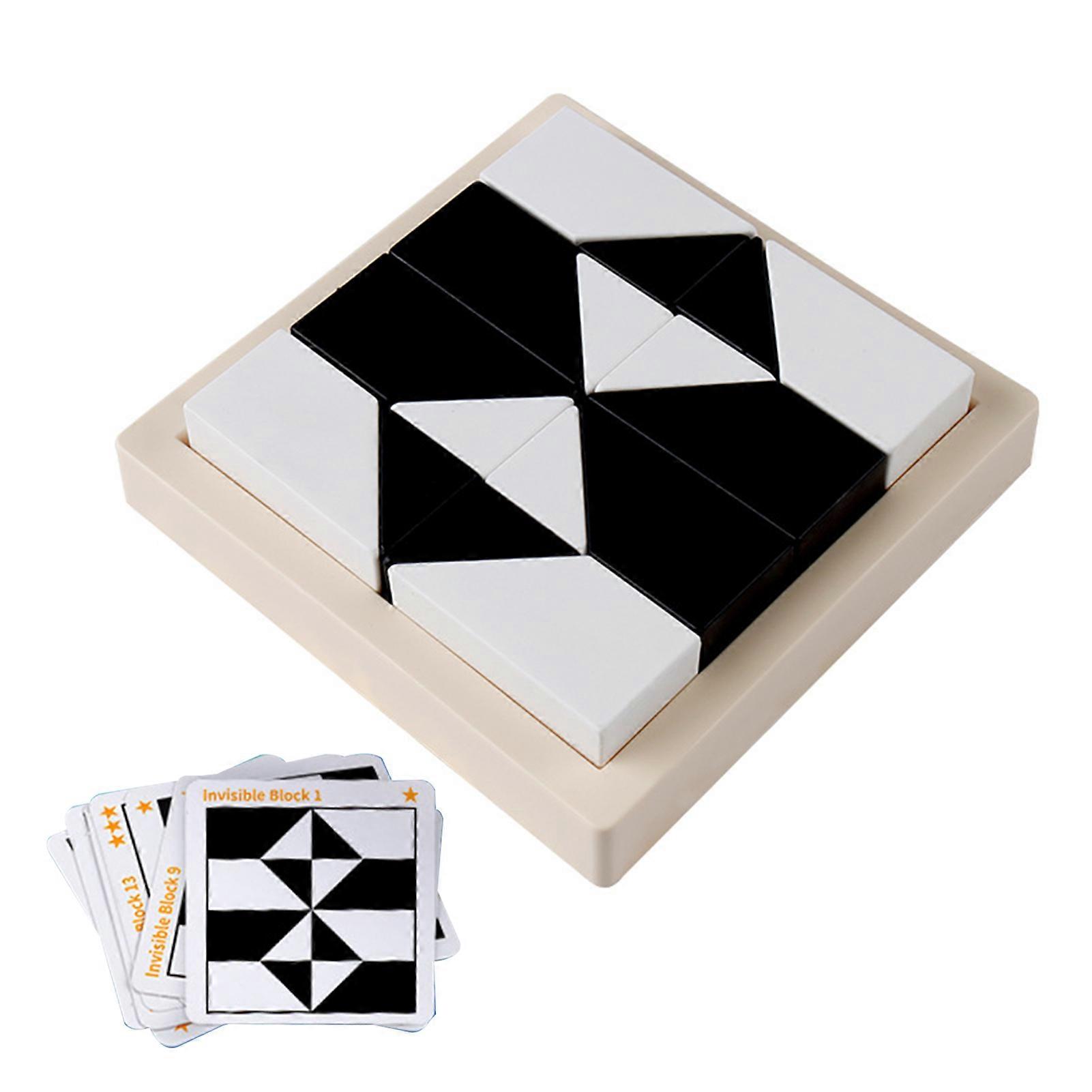 1 Set Black White Building Block Puzzle Hidden Building Brick Board Game Geometric Shape Cognition Spatial Imagination Training Educational Game Toddl
