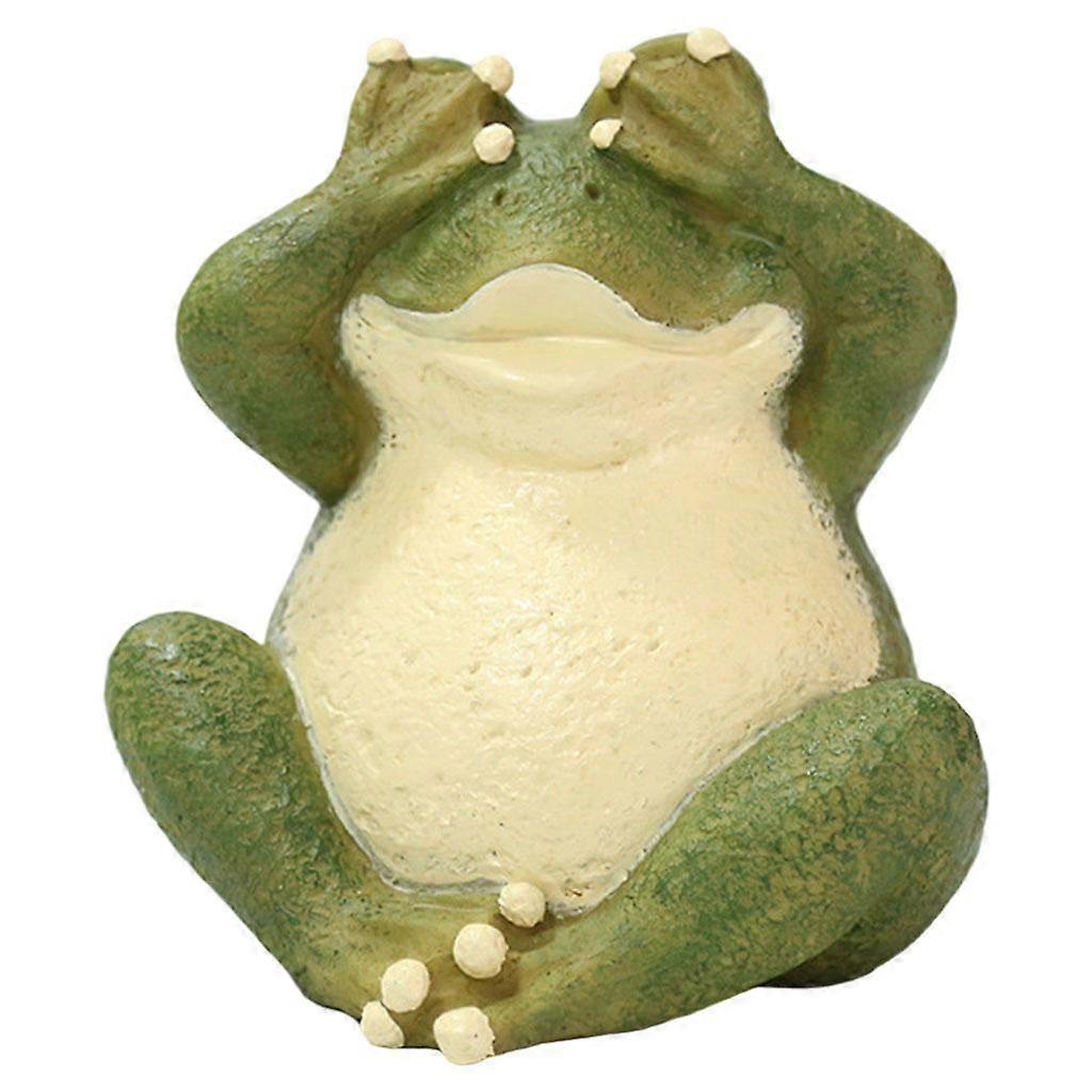 Funny Expression Frog Sculpture Statues Decor No Watching