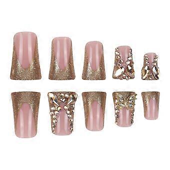 French edge duckbill shape wear nail gold diamond butterfly...