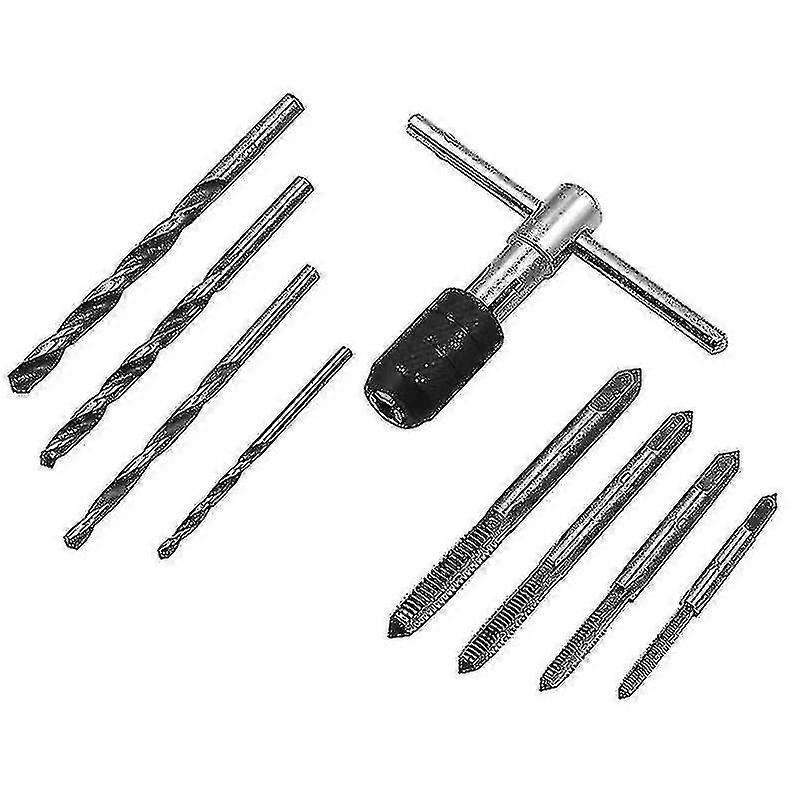 9pcs Multi-function Adjustable M3-6 T-handle Tap Holder Wrench Machine Thread Taps Set Tapping Threading Tool With Metric Taps Drill