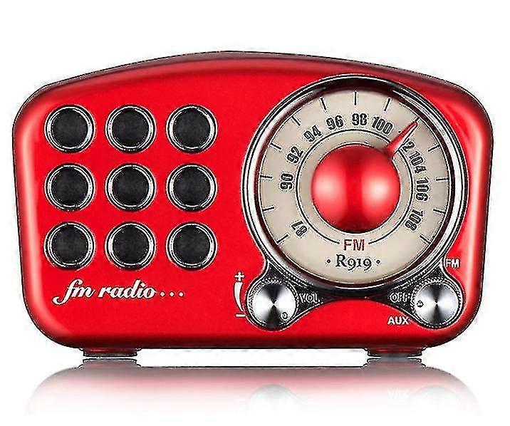 Retro Bluetooth Speaker, Fm Radio With Old Classic Style, Bass Boost, Bluetooth 4.6 Connection,red