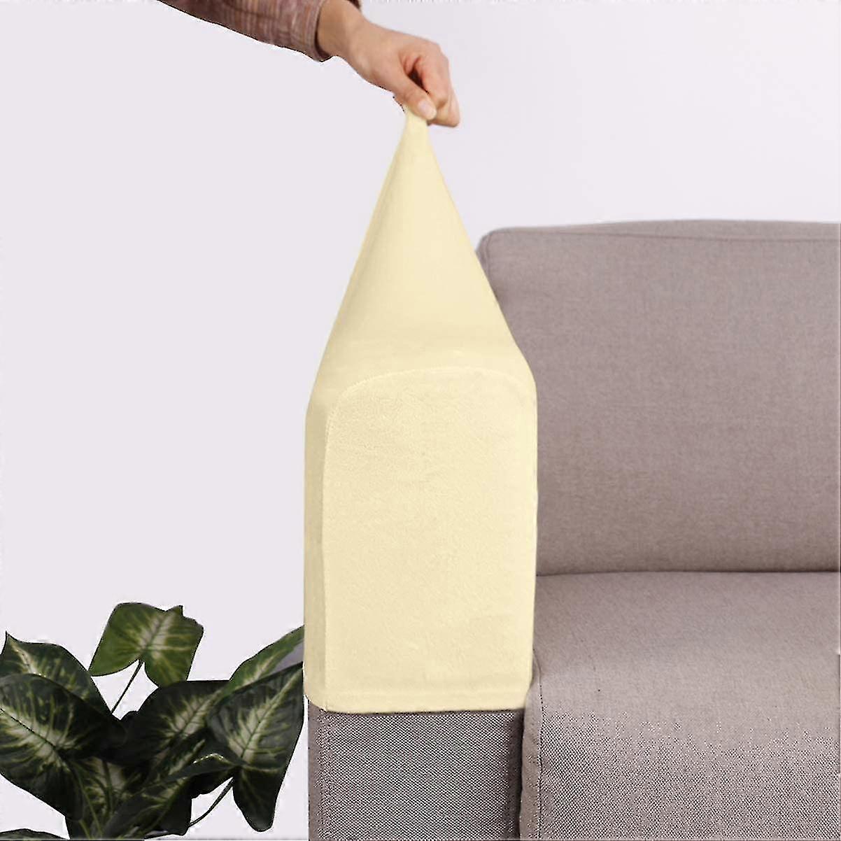 2 Pcs Sofa Armrest Slipcovers Stretch Couch Cover (beige)