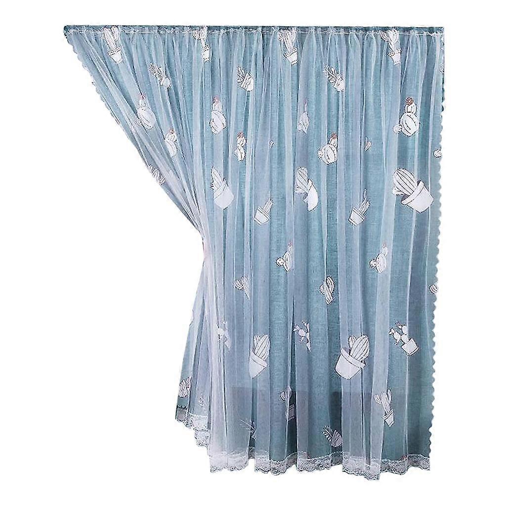 Double Layer Polyester Mesh Curtain Window Curtain Drapes Style E 0.9x1.8M