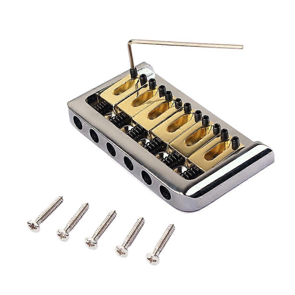 6 Strings Hardtail Saddle Bridge with Wrench and Screws for Fender Strat Electric Guitar Replacemen