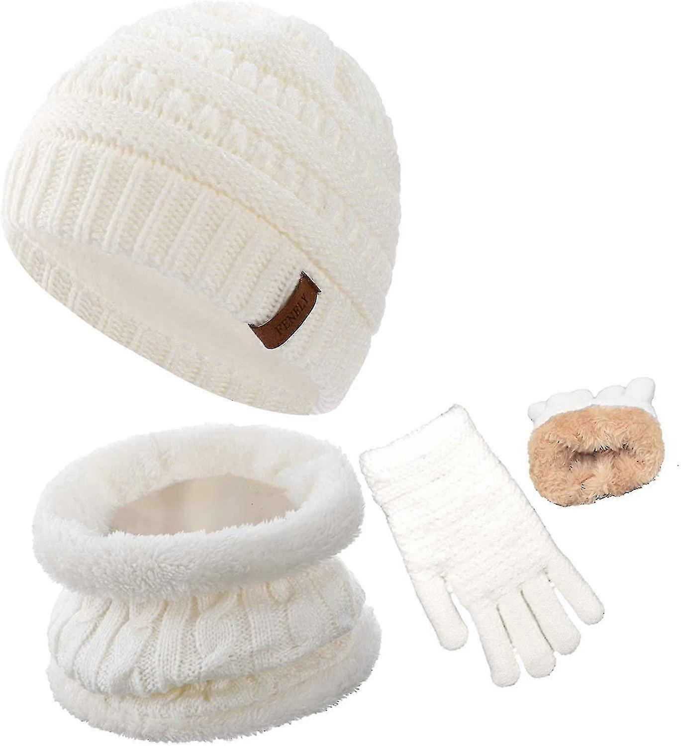 3pcs Kids Winter Beanie Hat Scarf Gloves Set For 2-5 Years Old Boys Girls, Knit Thick Warm Fleece Lined Thermal Sets