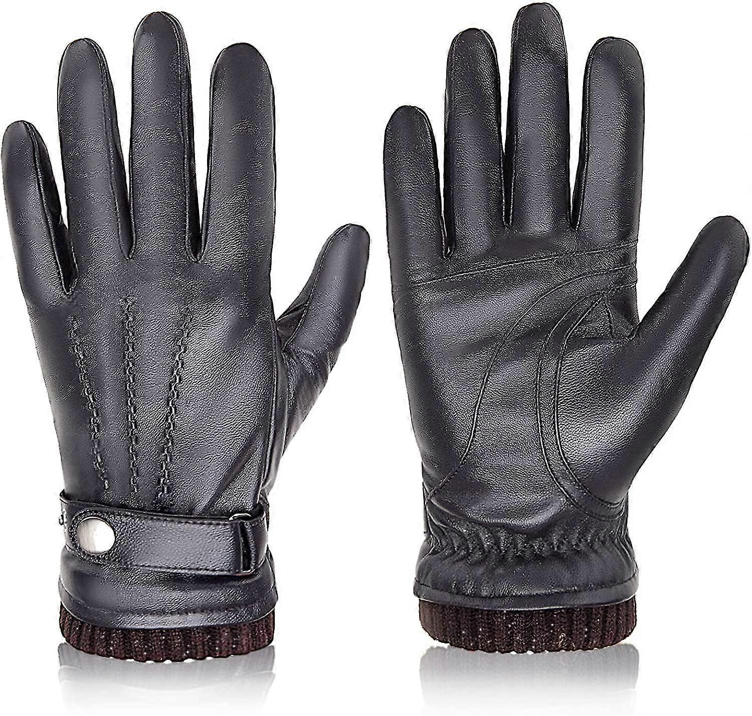 Winter Sheepskin Leather Gloves For Men. Warm Cashmere Lined Touchscreen Texting