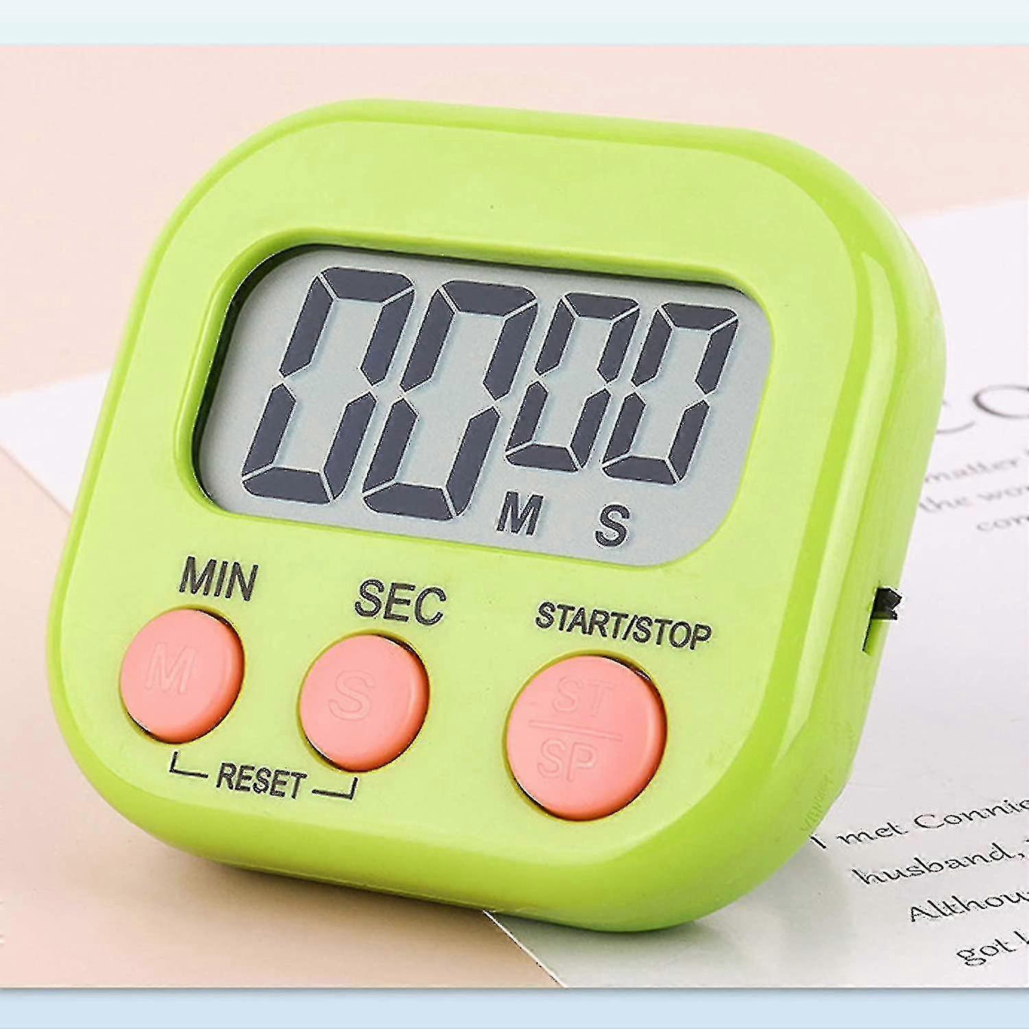 Yaju Kitchen Timer Digital Cooking Timer Magnetic Timers For Cooking Large Lcd Screen Loud Alarm Retractable Stand And Hook And Magnetic Backing (gre