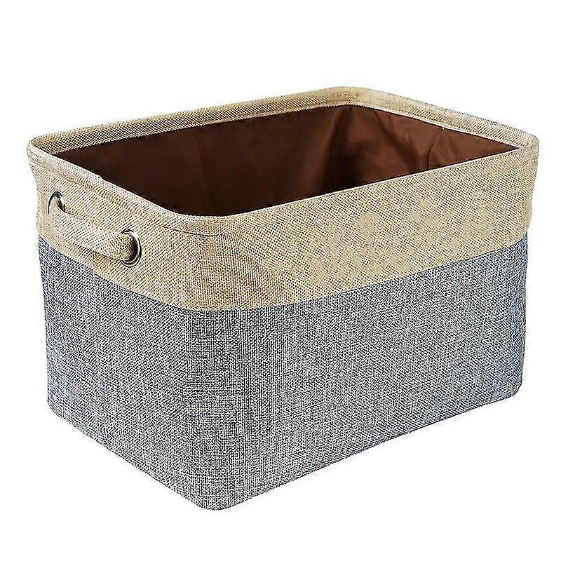 Storage Bin Basket Grey Foldable Canvas Fabric Collapsible Organizer with Handle Storage Cube Box for Home Office