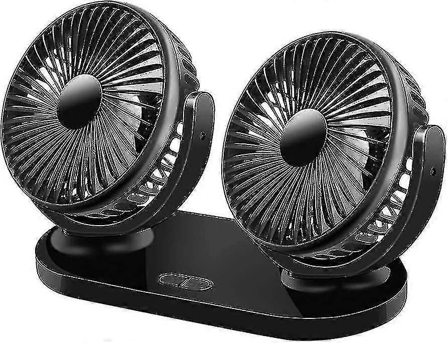 Autotuuletin, hiljainen usb-tuuletin, 12V kaksipäinen tuuletin, minituuletin, 360-kierto 3 nopeudella