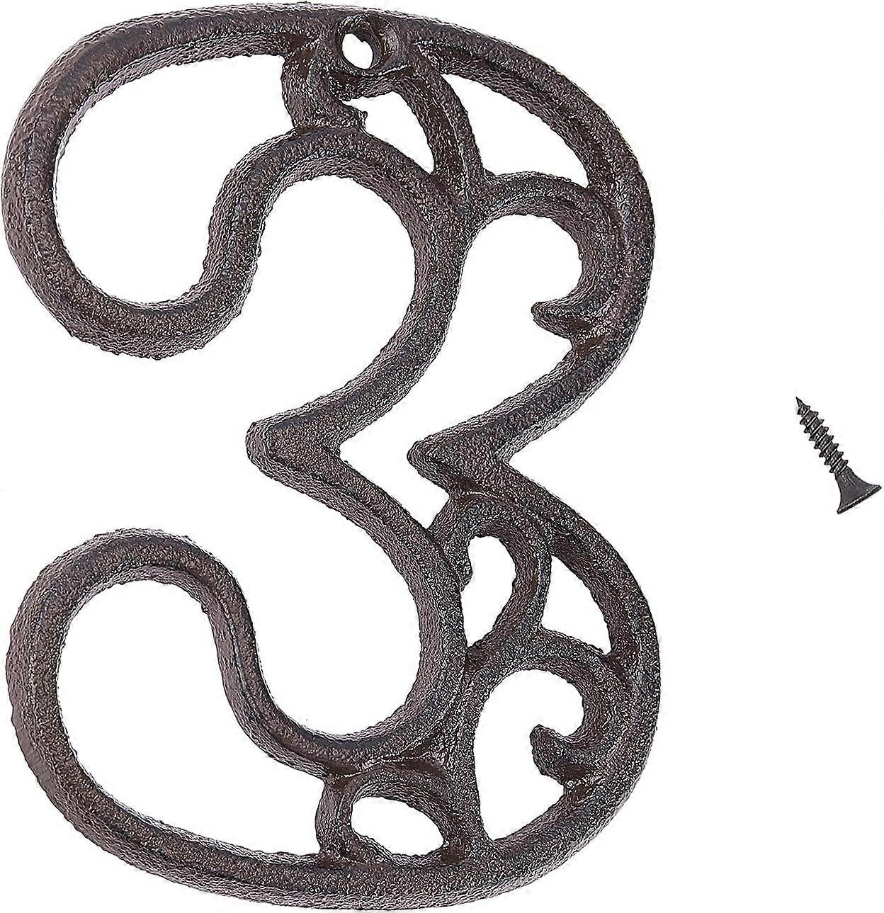 Cast Iron House Numbers 4.4 Inch Decorative Home Address Numbers Mailbox Numbers for Outside with Screws(Number 3)