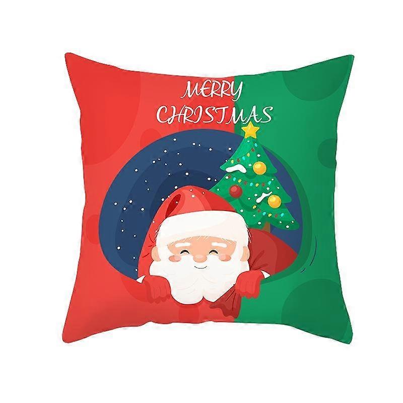 Hyvää joulua sarjakuva Santa Claus Print Pattern Tyynynpäällinen Koti Olohuone Sohva Sisustus Pil
