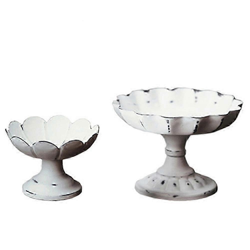 Metal Serving Tray Jewelry Display Plate Retro White Dessert Fruit Cake Snack High Plate Home Party