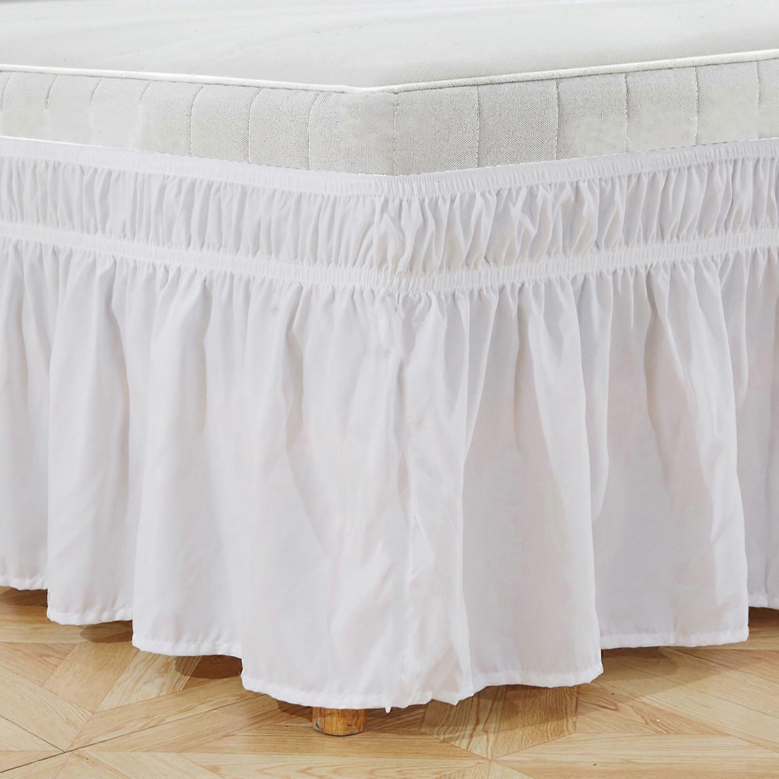 Snow White Brushed Polyester Bed Skirt 137x190cm Three Sides Dusty Stretch Fabric