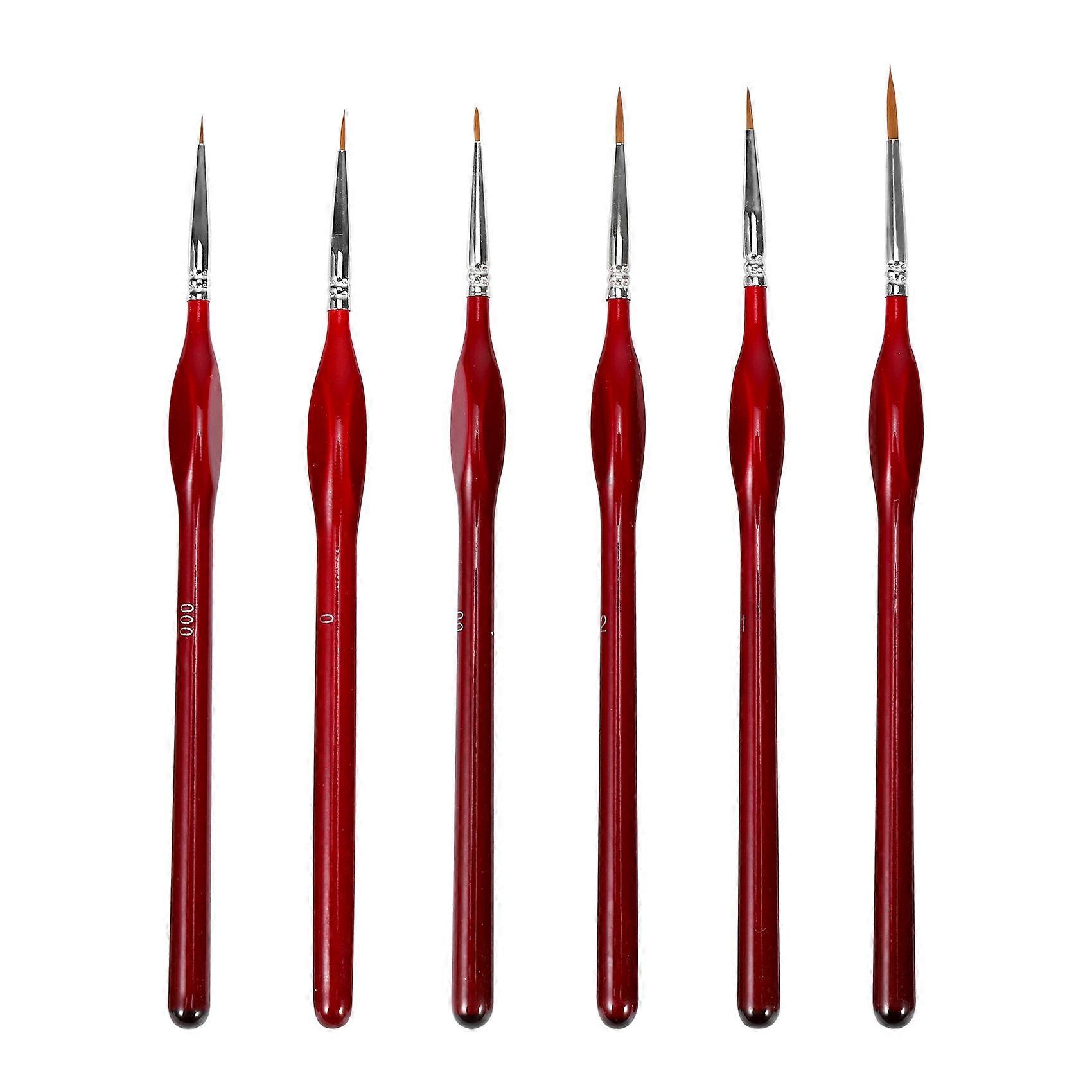 6-Piece Fine Paintbrushes - Detail Paint Brush Set - For Acrylic, Watercolor, Oil