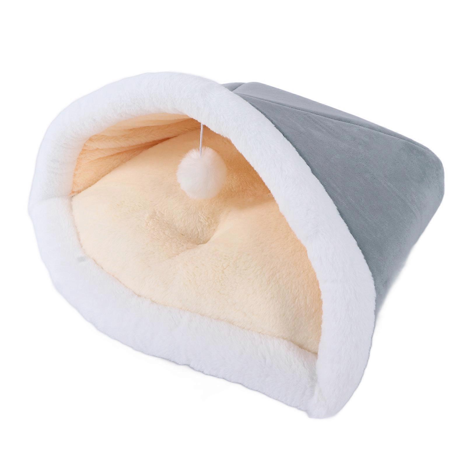 Katt Sovepose Halvlukket Fluffy Myk Vaskbar Katteseng For Innendørs Katter Valp Kitty Kitten