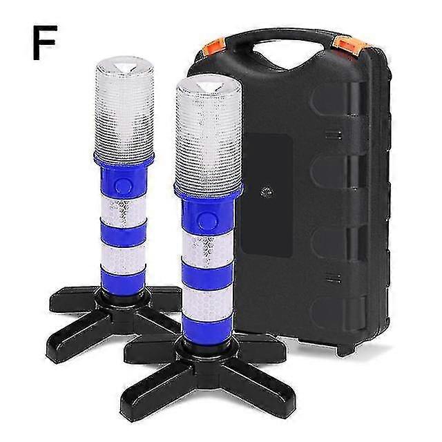 2pc Led Traffic Light Magnetic Flashlight Emergency Baton Car Warning Light Road Security Flashing Strobe Lamp With Storage Case