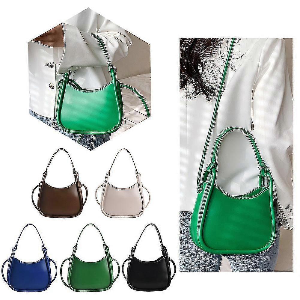 Women Designer Solid Color Hand Bag Ladies Crescent Shape Single Shoulder Crossbody Bag