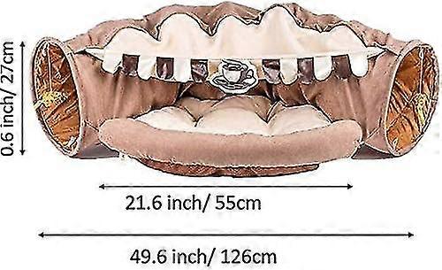 Light Brown Collapsible Removable Tunnel Tube Pet Bed and Play Toys for Indoor Rabbits