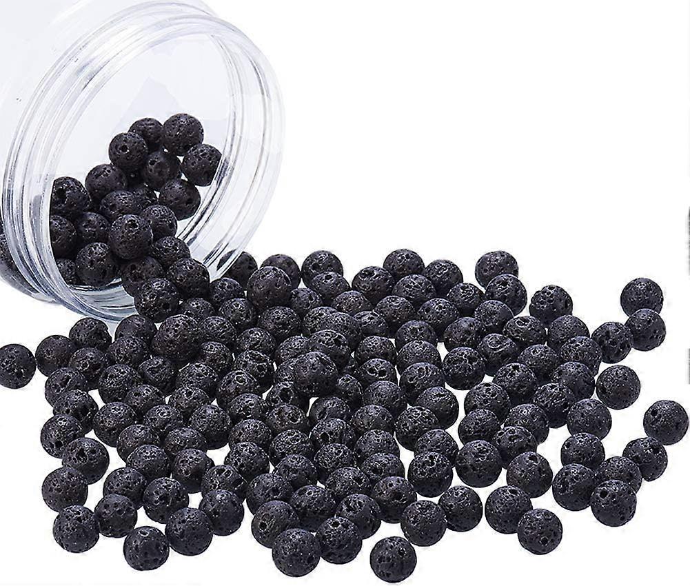 8mm Natural Black Lava Beads