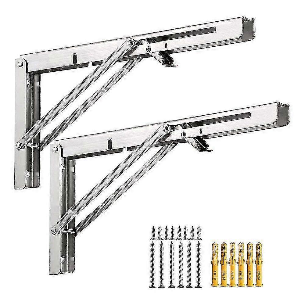 2 Pieces Folding Bracket Heavy Duty Stainless Steel Folding Brackets Folding Hinge 90 Degree Space Saving Folding Angle Shelf Support For Home Kitchen