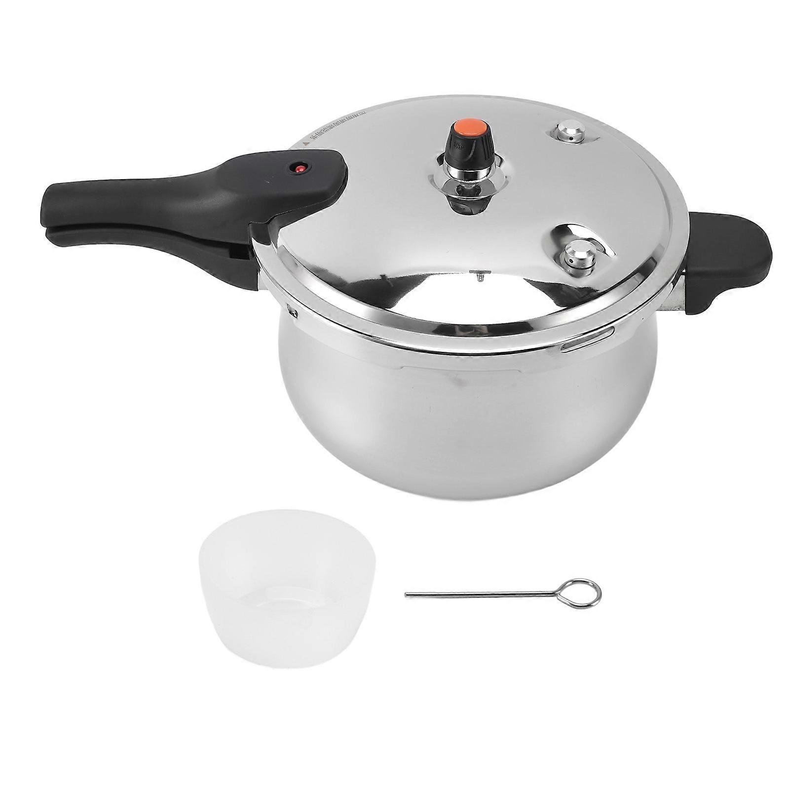 Pressure Cooker Stainless Steel 80KPA Explosion Proof Pressure Cooker with Pressure Limit Valve for Gas Stove Induction Cooker Open Flame 6L, 24cm/9.4