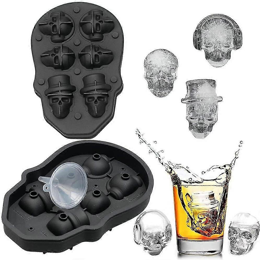 Skull Ice Cube Molds, 3d Skull Ice Cube With Lid, Funny Skull Ice Cube Molds