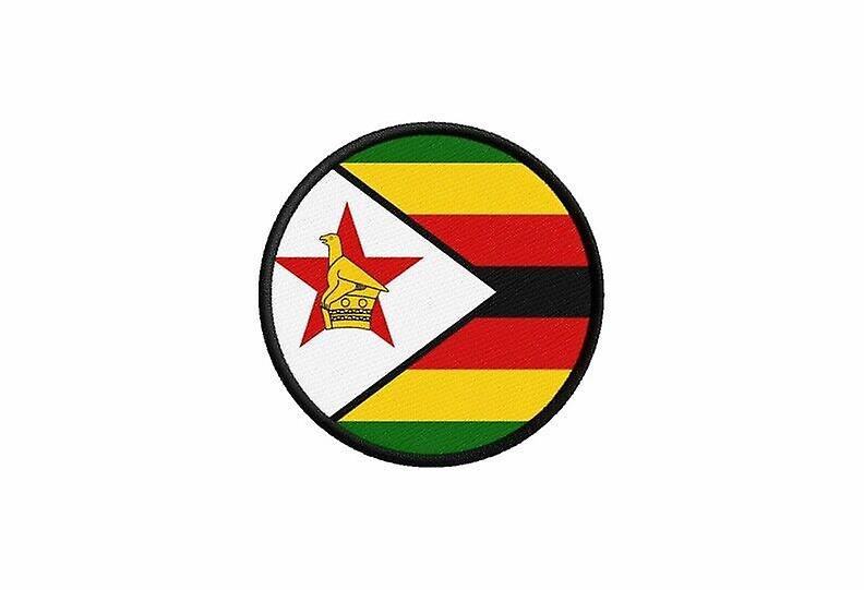 Patch ecusson flag zimbabwe prints thermosticker round round