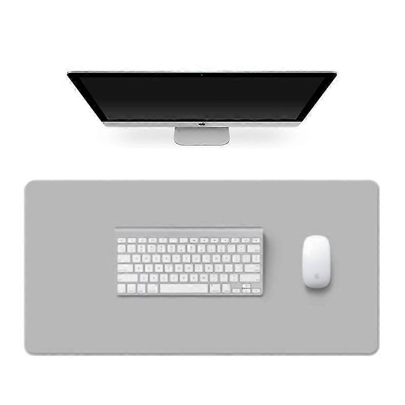 Multifunctional Leather Computer Office Writing Desk Mat Extended Gaming , Non-slip Waterproof Dual-side Use Desk Protector, 31.5'' X 15.7''grey