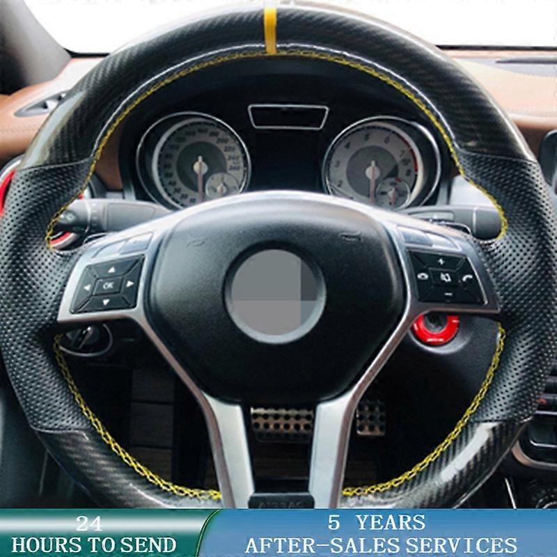 Car Steering Wheel Cover Leather Carbon Fiber Braid Car Accessories For Mercedes Benz A-Class 2013-2015 CLA-Class 2013 C-Class