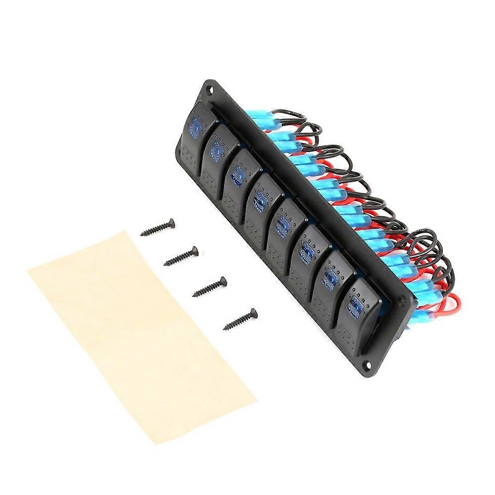 8 ギャングマリンボートロッカースイッチパネル、 12V/24V 防水 RV LED スイッチパネル、カートラックマリンボート用、オン / オフトグルロッカー、 B 付きサーキットブレーカー