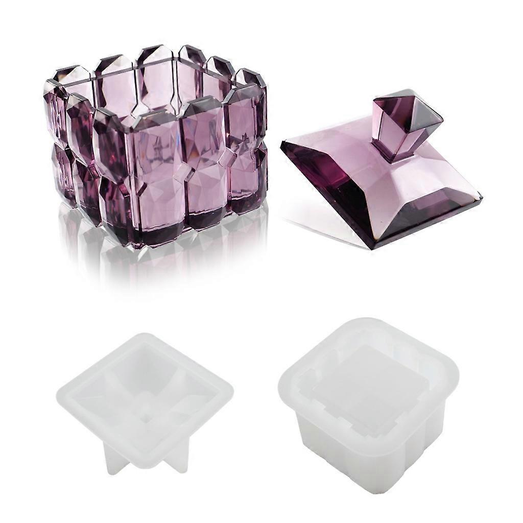 2 Pcs Cube Jar Storage Box Molds Epoxy Silicone Bottle Mold Jewelry Casting