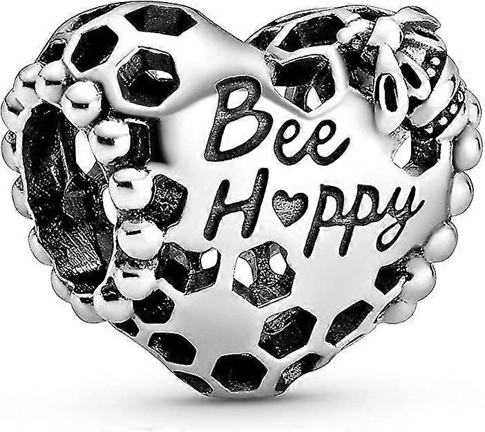 Honeycomb And Heart Sterling Silver Charm