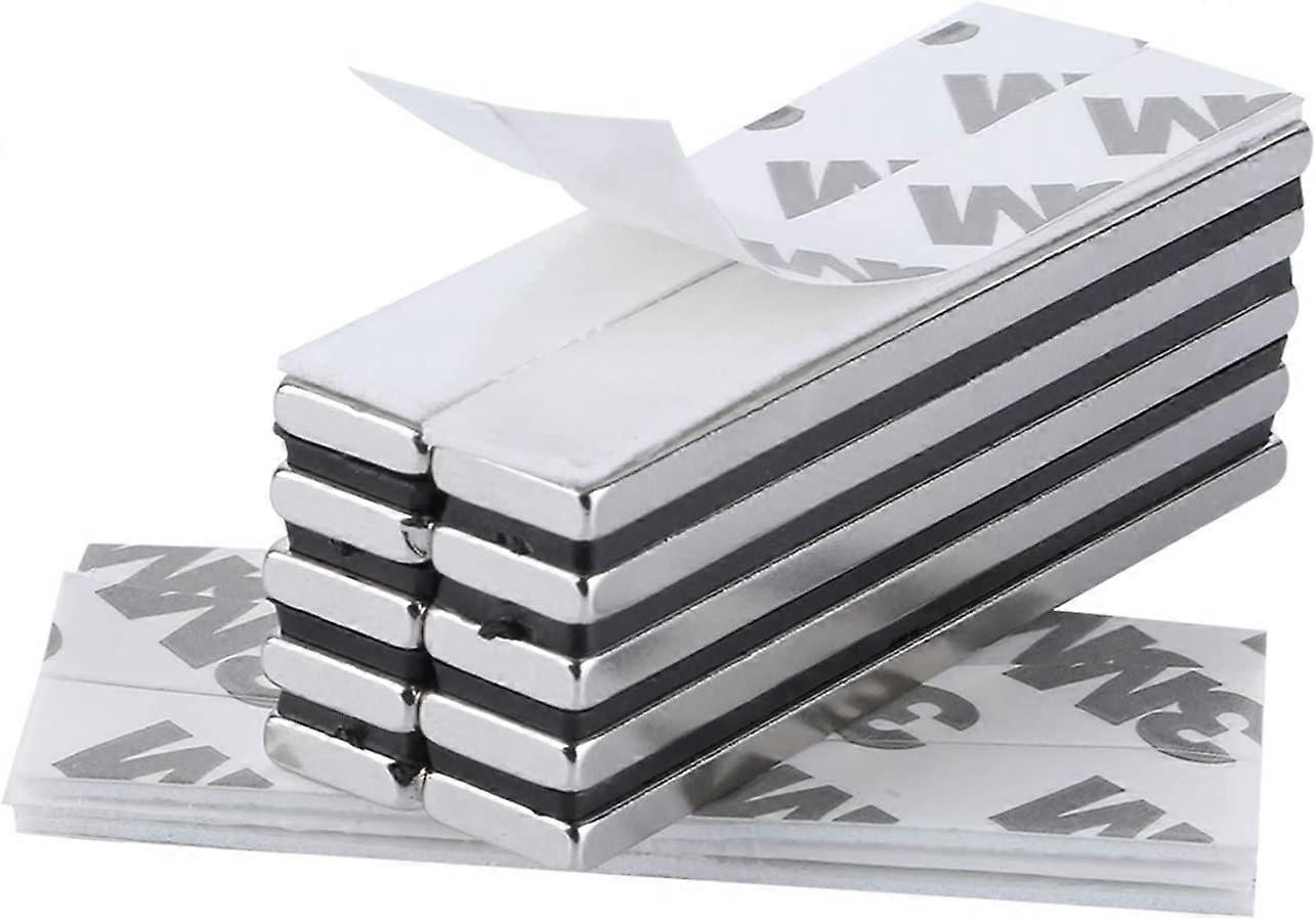 10 Peças Ímãs de Neodímio Retângulo 60 x 10 x 3mm com Fita Adesiva de Marca 3M, Ímãs com Filme Autoadesivo Autoadesivo Extra High Tack para DIY, K