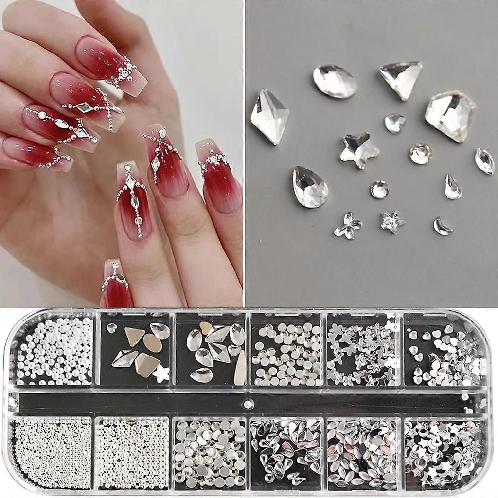 12 Grids Versatile Sparkling Flat Back Crystal Mini Art Rhinestones Collection