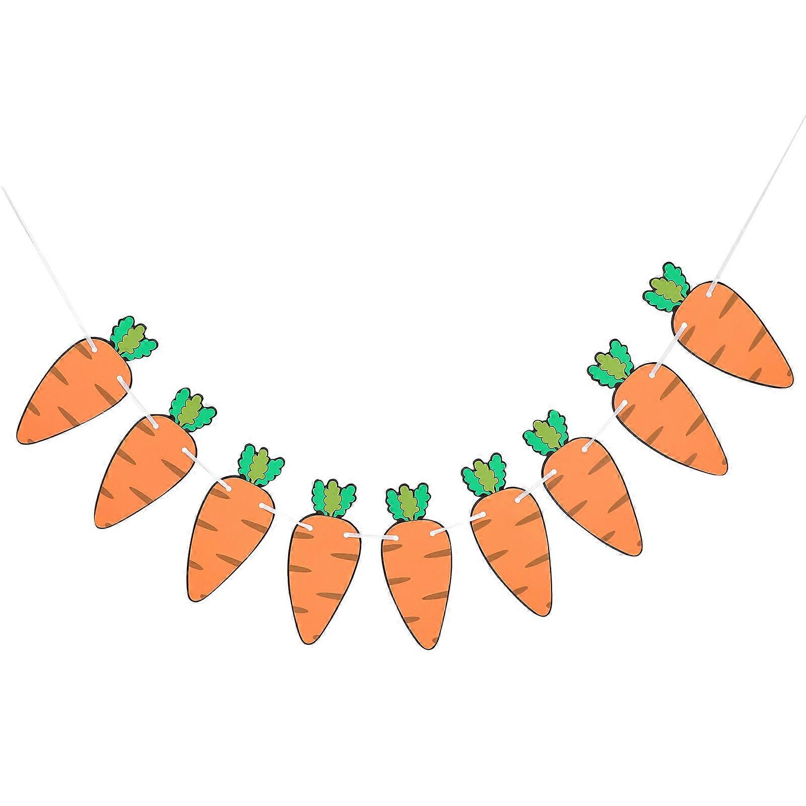 1 Set Easter Carrot Banner Hanging Paper Carrot Banner Easter Decoration Easter Bunting