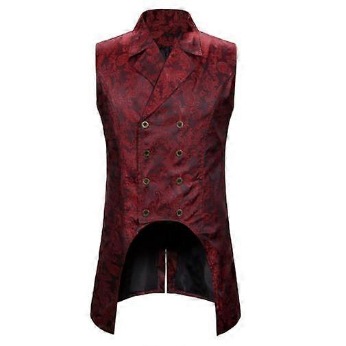 Herren Steampunk Gothic Zweireihige Jacquard Weste Weste Weste