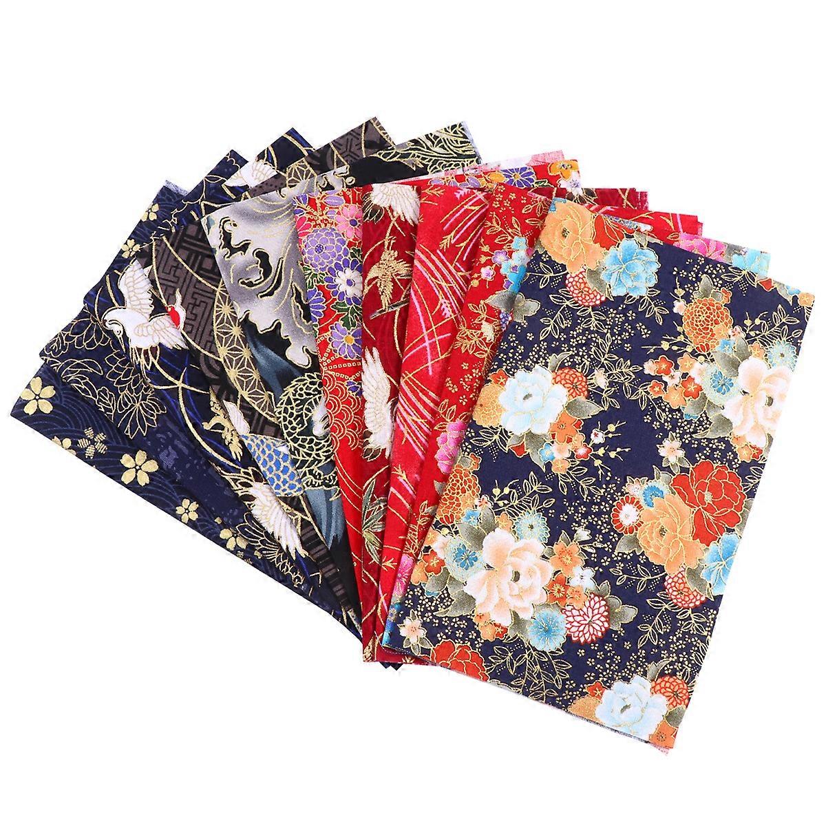 10pcs Flower Printing Patchwork Cloth Assorted Fabric Piece DIY Sheet Fabric Plain Cloth Handmade Quilting Making Crafts Material for DIY Sewing Craft
