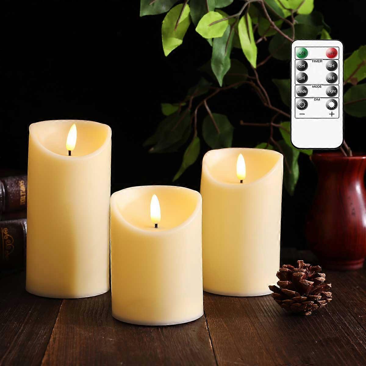 Pack of 4 Flameless Decorative LED Candles With Remote Control,Battery Powered Electronic Long Candlesticks With Timer