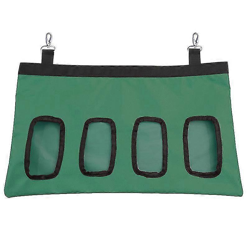 Grøn Fire huller Kæledyrsfoderpose Kanin Høpose Fodring Hængende Foderpose Marsvin Lille Dyr Mad Opbevaringspose Hamster