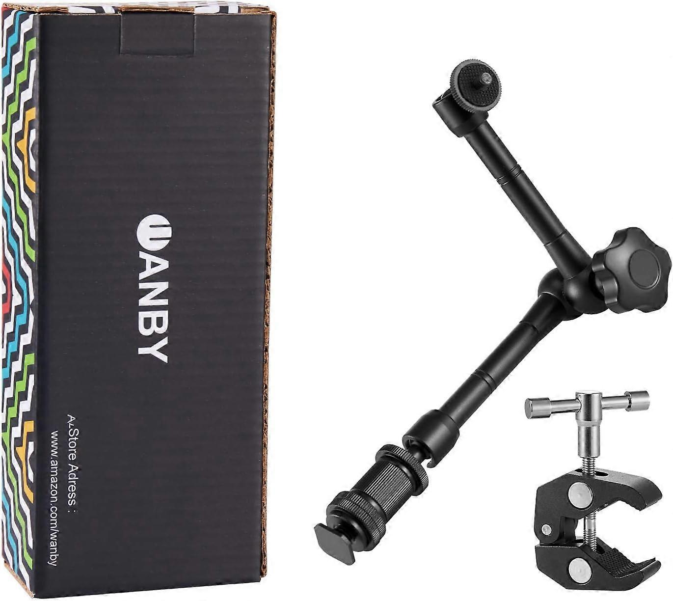 Camera Clamp Mount Double Ballhead Magic Arm Monitor Mount Bracket with Super Clamp with 1/4" and 3/8" Thread for DSLR Camera Rig, LCD Monitor, LED Fl