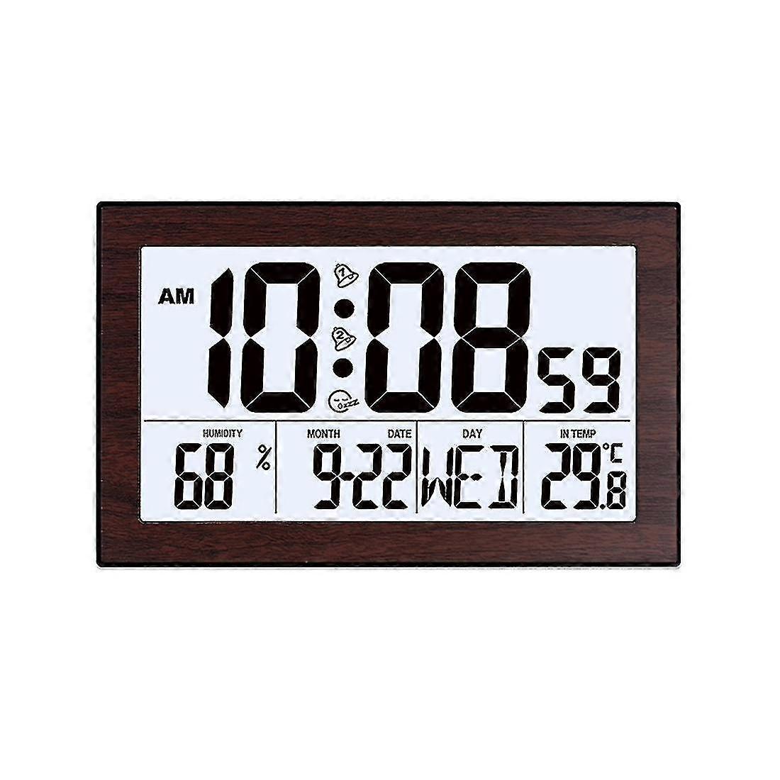 Digital Wall Clock,number Time Dark Wood Colorn Backlight