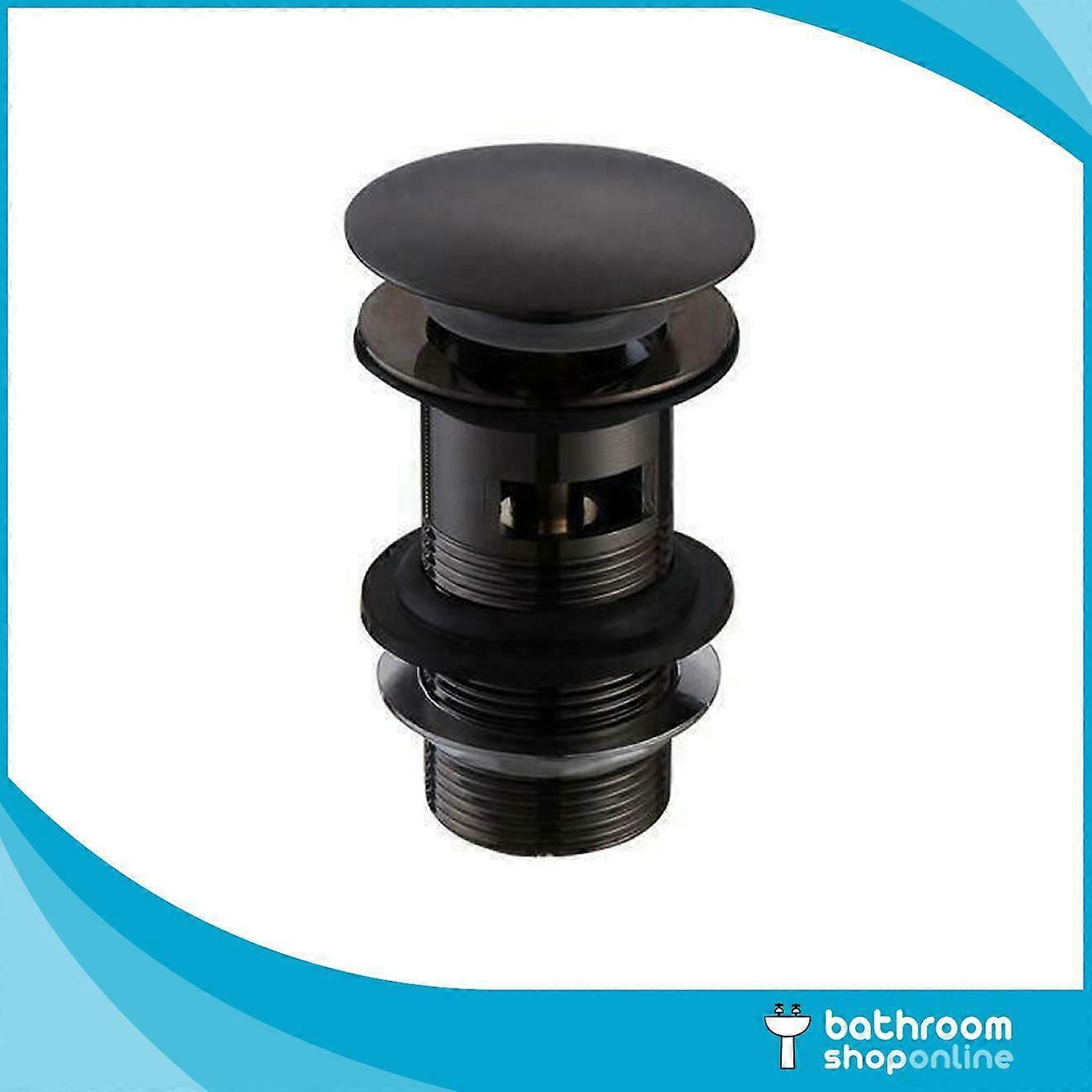Slotted Basin Waste Sink Tap Push Button Pop Up Black Waste Solid Brass